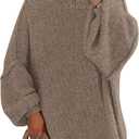 PRETTYGARDEN Women's 2026 Fall Oversized Sweaters Chunky Knit Mock Neck Long Sleeve Casual Trendy Pullover Winter Clothes (X-Large, Dark Khaki)