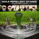 8 Packs Solar Powered Mole Repellent for Lawns, Waterproof Gopher Vole Repellent Ultrasonic Pest Control Outdoor Get Rid of Snake Voles Ground Squirrels in Garden, Yard, Lawn (GREEN)
