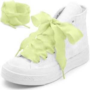 2 x Fishtail Pleated Shoe Laces: 2 Pairs 2.5 CM Wide Flat Ruffle Shoelaces