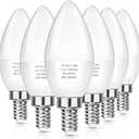 MAXvolador E12 LED Candelabra Light Bulbs 60W Equivalent, Daylight White 5000K 600 Lumen Chandelier Bulb, 6W B11 Candle Base, Non-Dimmable, Pack of 6