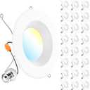 Sunco 24 Pack Retrofit LED Recessed Lighting 6 Inch, Downlight Can Lights for Ceiling, 1050 LM, 2700K/3000K/3500K/4000K/5000K, Dimmable, Baffle Trim, 13W=75W, 50000 Lifetime Hours, Damp Rated UL (White)