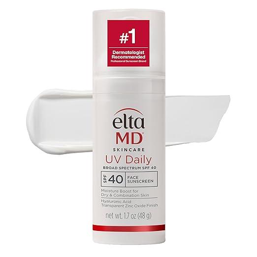 EltaMD UV Daily SPF 40 Face Sunscreen Moisturizer with Zinc Oxide, Daily Face Moisturizer with SPF, Sunscreen, For Dry Skin 1.7 oz Pump