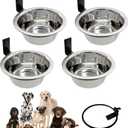 Hamiledyi 4 Pack Wall Mounted Elevated Dog Bowls - Adjustable Height Stainless Steel Raised Food & Water Bowls with Collapsible Stand for Medium & Large Dogs & Cats (M)