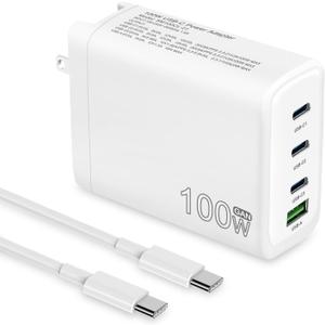 100W USB C Charger, 4-Port PD USB Power Adapter, GaN USB C Charger,Fast Charging Station,Compatible with Mac Book Pro/Air, iPad, iPhone 14 Pro, Galaxy S23 Ultra, Steam Deck, Dell XPS, Google Pixelbook