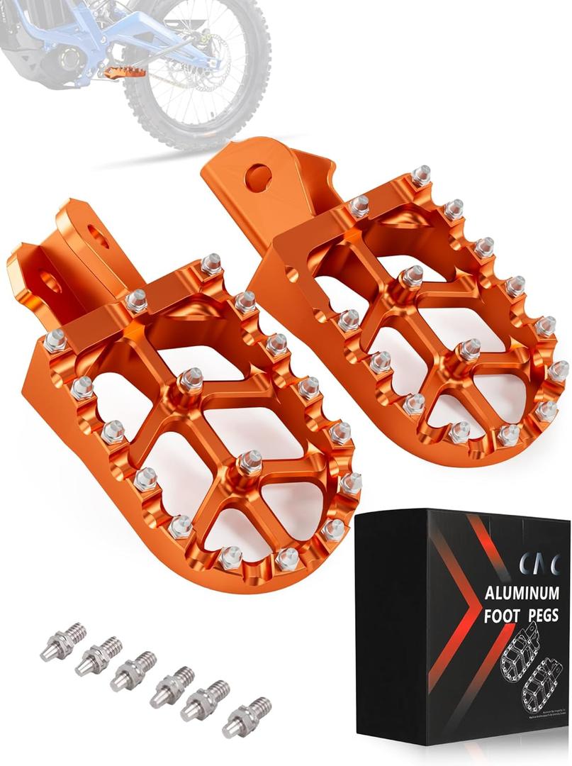 JFG RACING Dirt Bike Foot Pegs,Dirtbike Foot Pegs Foot Pedals Rests CNC for Light Bee/Surron/Sur Ron S/Sur Ron X/X160/X260/CRF150F CRF230F 2003-2019/KDX200 1983-1994 - Orange