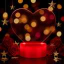 Heart Acrylic DIY Night Light with Base, Neon LED Lamp with Touch Switch, USB or Battery Powered Heart LED Night Light for Bedroom Home Valentine's Day Decoration(Red)