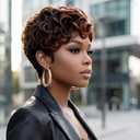 Pixie Cut Wig Human Hair for Women Highlight Brown Short Straight Wigs 100% Real Human Hair Pixie Cut Wig with Bangs Layered Virgin Hair Glueless Natural Short Wig