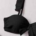 ZAFUL Women Push Up Bandeau Bikini Top Strapless Swimsuit Solid Twist Front Bathing Suits Tube Top (Black, M)