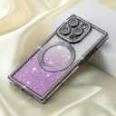 Misscase Magnetic Glitter Case for iPhone 16 Pro Max 6.9 Inch, Camera Protection, Compatible with MagSafe, Rectangle Cute Bling Sparkle Diamond Colorful Phone Cover, Drop-Tested & Shockproof-Purple