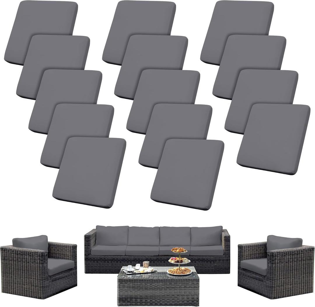 Outdoor Cushion Covers Set,14PCS Patio Furniture Couch Seat Slipcovers, Replacement for Sofa Sectional Chair(CoverOnly)