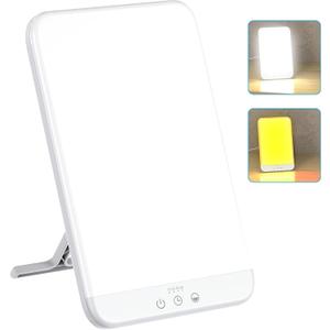 Wobrikosee Light Therapy Lamp, Ultra-Thin UV-Free 10000 Lux Therapy Light, Timer Function, Adjustable Brightness Levels, Two Color Temperature, 90 Rotatable Stand for a Happy Life (White)