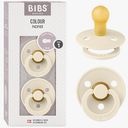 Bibs Pacifiers Color Collection, Set of 2 BPA-Free Latex Pacifiers Made in Europe, Round Nipple Baby Pacifier.