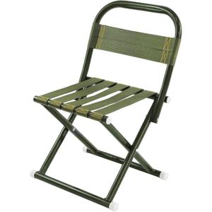 Portable Camping Chair, Full Steel Frame Folding Stool with Back, 400LBS Capacity Military Green Outdoor Chair for Adults, Heavy-Duty Webbing Seat, Compact Foldable Design for Hunting, Fishing, Hiking, Large