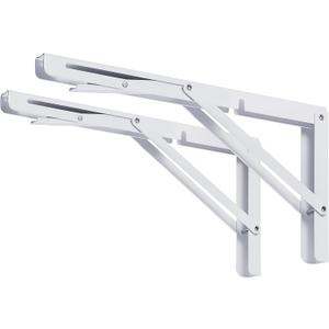 CLT 24" White Folding Shelf Brackets Max. Load 550 lb, Heavy Duty DIY Wall Mounted Shelf Bracket Space Saving for Table Work Bench, Pack of 2