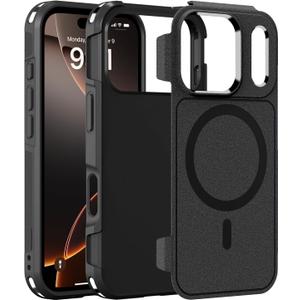 Magnetic Case for iPhone 17 Pro 6.3'',[Compatible with Magsafe][Heavy Duty Shockproof] [Military Grade Drop Protection][Non-Slip] Rugged Durable 2-Layer Hard Bumper Phone Cover-Matte Black