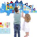 Dinosaur Montessori Busy Board for Kids: 16 Activities Sensory Wall for Baby 6-12 Months 2 3 4 5 Years - Fine Motor Skills and Early Learning Toys for Toddlers, Blue