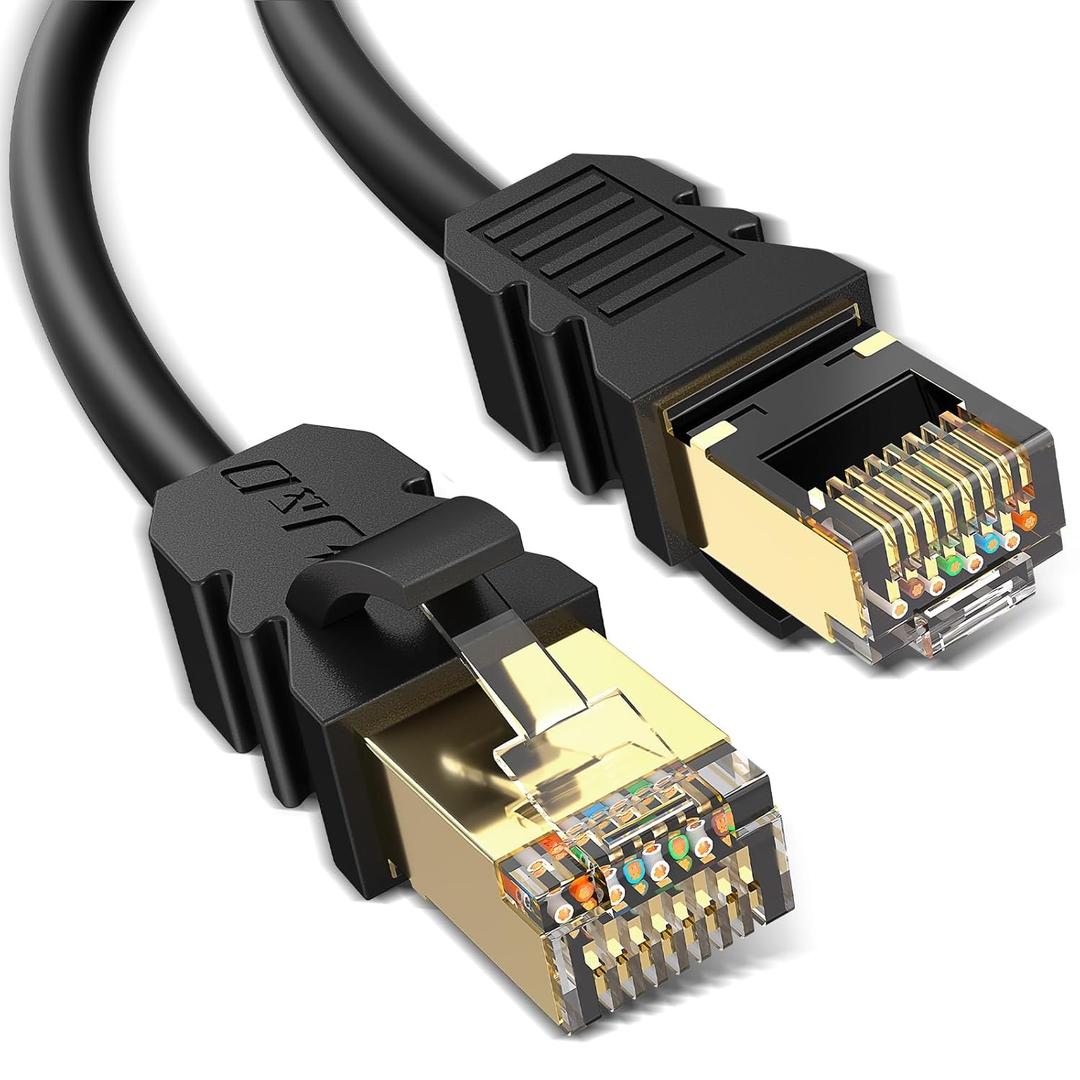 Cat 8 Ethernet Cable 350FT,High Speed 40Gbps,2000Mhz,26AWG,Gold Plated RJ45 Connector,for Outdoor&Indoor,for/PC/Modem/Router/Gaming,Faster Than Cat7/Cat6/Cat5