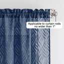 Chyhomenyc Marilyn 2PCS Navy Blue Sheer Valances for Windows 14 Inches Long, Light Filtering Soft Clip Jacquard Textured 3D Leaf Curtains for Bathroom Bedroom Small Windows, 38Wx14L Inches