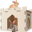 HIIMALEX Large Sturdy Bunny House with Spacious Balcony Hidey Detachable Playhouse for Rabbit Hideout Castle Tower Toys for Indoor Bunnies Guinea Pig Hamster Chinchilla Gerbil
