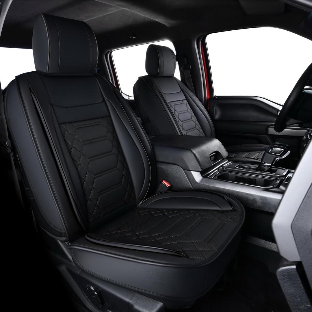 RISINGSTAR Ram Seat Covers, Faux Leather, fit for 2011-2023 2024 2025 Ram 1500 2500 3500 1500 Classic Crew Quad Mega Cab with Flat Rear Split Bench(Full Set, Black)