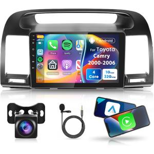 Android Car Stereo for Toyota Camry 2000 2001 2002 2003 2004 2005 2006 Wireless Carplay Android Auto, Rimoody 9'' Touchscreen Car Radio with Mirror Link, Bluetooth/WiFi/GPS/FM/HiFi/SWC+Backup Camera