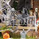 VKP Halloween Outdoor Decorations Hairy Black Spider, Scary Giant Spider Fake Large Spider Hairy Spider Props for Halloween Yard Decorations Party Decor (Gray and White)