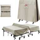 Ping Pong Table Cover Outdoor Waterproof, Table Tennis Cover Indoor & Outdoor Fits Universal 9x5 FT Tables Folding & Flat Tables with Paddles Organize Bag, 600D Oxford Fabric, Beige