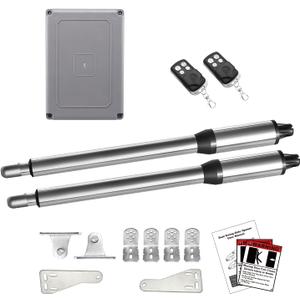 JUJIANG C01 Automatic Gate Opener with Remote Complete Kit for Swing Gate Up to 440lb 12FT per Arm, Electric Gate Openers Light Duty Dual Swing Gate Openers Automatic Gate Motor 40W AC Powered