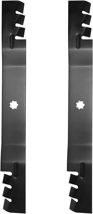 GX22151 Lawn Mower Blades Fits for John Deere Many 42'' Mowers, Compatible with John Deere 102 115 125 135 D100 D105 Series Tractors Replace AM137328, AM141033, GY20850, 2 Pack (Serrated)