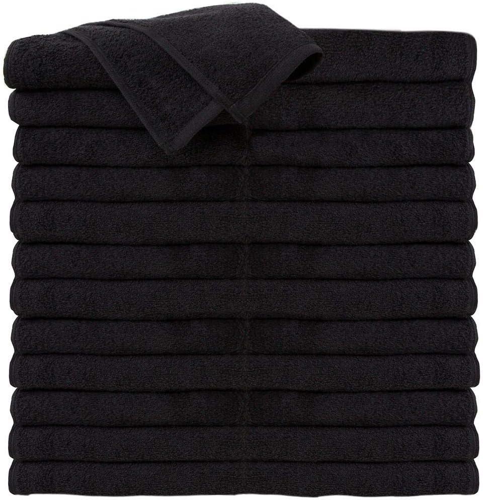 ForPro Premium 100% Cotton All-Purpose Towels, Black, Extra Soft Multi-Purpose Salon, Spa, Hotel, and Gym Towel, 16 W x 27 L, 24-Count