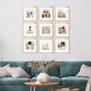 Sheffield Home 9 Piece Gallery Wall Frame Set, 12x12 in. Matted to 8x8 in. (Gold)