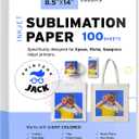Printers Jack Sublimation Paper 8.5x14 inches, 100 Sheets 120gsm for Any Epson Sawgrass Inkjet Printer with Sublimation Ink, Heat Transfer Sublimation Paper for T-shirt, Mugs, Light Fabric