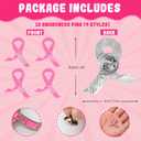 2 x Fancy Land Pink Ribbon Pins Breast Cancer Bracelets Bulk Cards Temporary Tattoos Set for October Awareness Month Women Girl Charity Events Accessories Survivor Gifts 12Pack