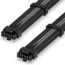 EZDIY-FAB 16AWG PCI-e 5.0 12VHPWR PSU Sleeved Cable, 600W 12+4 Pin Male to 12+4 Pin Male Cable for RTX 3090Ti/4070Ti/4080/4090, 60cm/23.62in-Black Grey