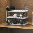 Simple Houseware Water Bottle and Travel Mug Cabinet Adjustable Storage Rack Organizer, White