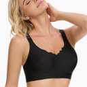 Bras for Women No Underwire, Wireless Bras with Support, Breathable Padded Bra Seamless Bras, Black XX-Large