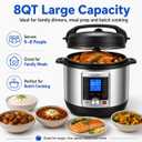 KINGBULL 14-in-1 Electric Pressure Cooker 8 Quart, Stainless Steel Multi Cooker with LCD Display and Knob Control, Slow Cooker, Rice Cooker, Steamer, Sauté, Yogurt Maker, Warmer, DIY Mode