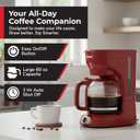 MUELLER HOME 12-Cup Red Coffee Maker - Perfect for Home or Office, Borosilicate Carafe, Auto-Off, Reusable Filter, Anti-Drip, Keep-Warm Function, Clear Water Level Window, Red Kitchen Accessories