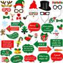 Christmas Photo Booth Props Kit(47Pcs), Konsait DIY Christmas Photo Booth with Stick Funny Xmas Selfie Props Accessories for Adults Kids for Christmas Theme Party Favors Decorations Decor Supplies