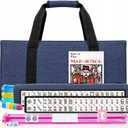 American Mahjong Tile Set 4 Players with Blue Carrying Bag, 166 White Tiles, 4 Colors All-in-One Racks and Pushers, Travel Mahjong Set American 2026 Mah Jongg Sets/ Mah Jong Tiles/ Majong/ Majiang