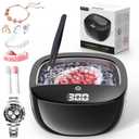 Ultrasonic Retainer Cleaner, 45kHz Dental Cleaning Pod for Dentures, Aligners, Night Guards & Jewelry, 150ML Denture Cleaner 2 Timed Modes & Travel Design (Black, 130ML Ultrasonic Machine)