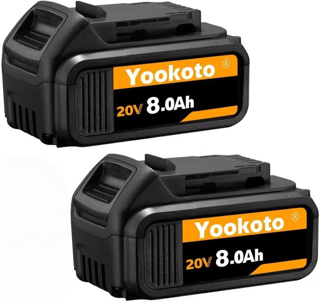 Totoplus Replacement for Dewalt 20V Max Battery: 8.0Ah Lithium Batteries Compatible with Dewalt DCB200 Cordless Power Tools Craft Woodworker Gardening Work 2 Pack