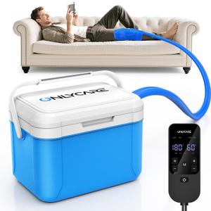 Ice Machine for Knee After Surgery, Portable Cold Therapy Machine, Program Timer Ice Therapy Machine with Quiet Pump, Cold Compress Pad for Ankle, Arm Joints, Sports Injuries, Cryotherapy Pain Relief (Blue)