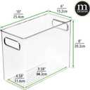 mDesign Slim Plastic Storage Container Bin with Handles - Bathroom Cabinet Organizer for Toiletries, Makeup, Shampoo, Conditioner, Face Scrubbers, Loofahs, Bath Salts - 5" Wide, 2 Pack - Clear