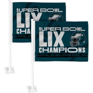 FANMATS 46246 2024-25 Super Bowl LIX Champions - Philadelphia Eagles Car Flag | Green | 11" x 14" | Super Bowl LIX Champions Logo 2 pack