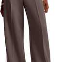 NIMIN Women Wide Leg Pants High Waisted Business Casual Work Trousers Dressy Pants with Pockets (Brown, M)