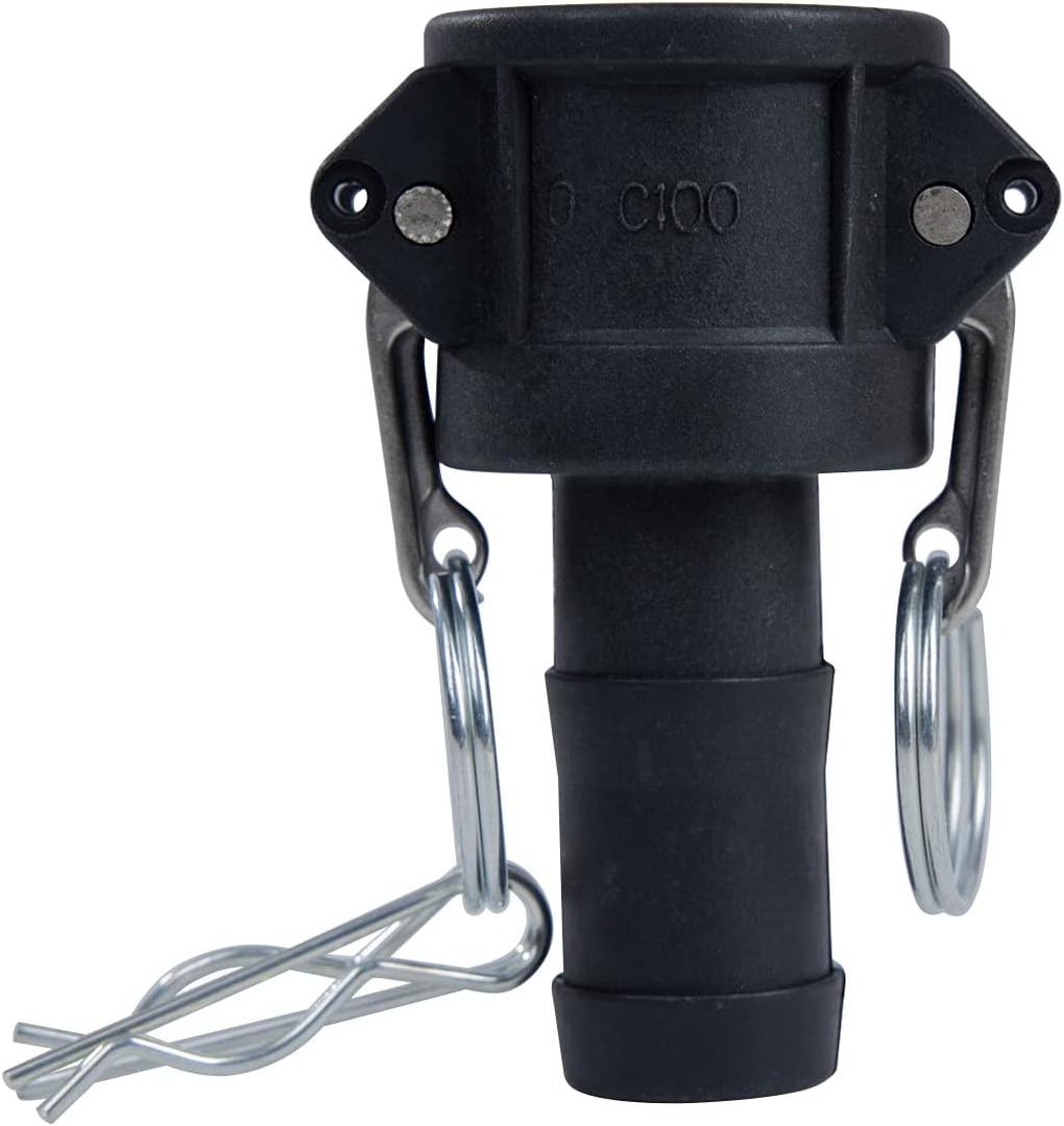 2 pcs Polypropylene Camlock Fittings (1" Type C) Cam lock Hose Fittings Standard Female Coupler x Hose End With Camlock Gasket Inside Camlock Fittings Poly (1")
