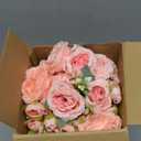 Geosar 8 Bundles Artificial Peonies Flowers Fake Silk Peony Bouquet Faux Peonies Flowers Bulk for Decoration Vase Floral Arrangements Wedding Party Table (Peach Pink,Light Pink)