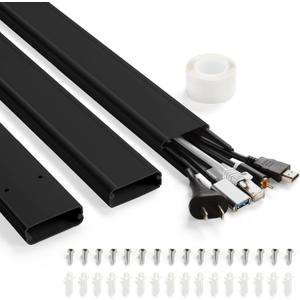 47in TV Cord Hider, YCLYC Cord Hider for Wall Mount TV, Large Cable Hider, Paintable Wire Covers for Cords, Cable Management Cord Organizer, Wire Hiders for TV on Wall 3*L15.7in W2in H0.7in, Black