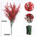 RECUTMS Artificial Outdoor Flowers, 8pcs Faux Outdoor Plant Plastic Lavender Bouquet,UV Resistant Flowers,Spring Decor,Lifelike Natural Fake Plant to Brighten Up Your Home (Red)